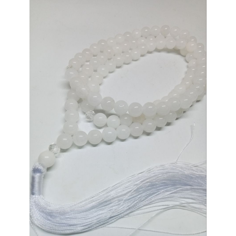 Tasbih batu giok putih salju 8mm 99butir original