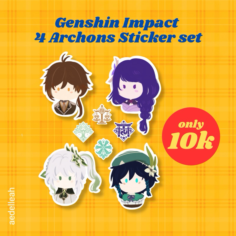 

Sticker A5 Genshin impact Archon Zhongli, Raiden Shogun, Venti, Nahida, Sticker Set by aedelleah