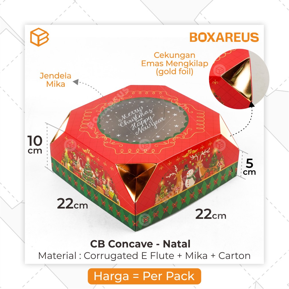 

Packaging Hampers Dus Natal Box Kue Tart Bolu Gift Box | CB Concave