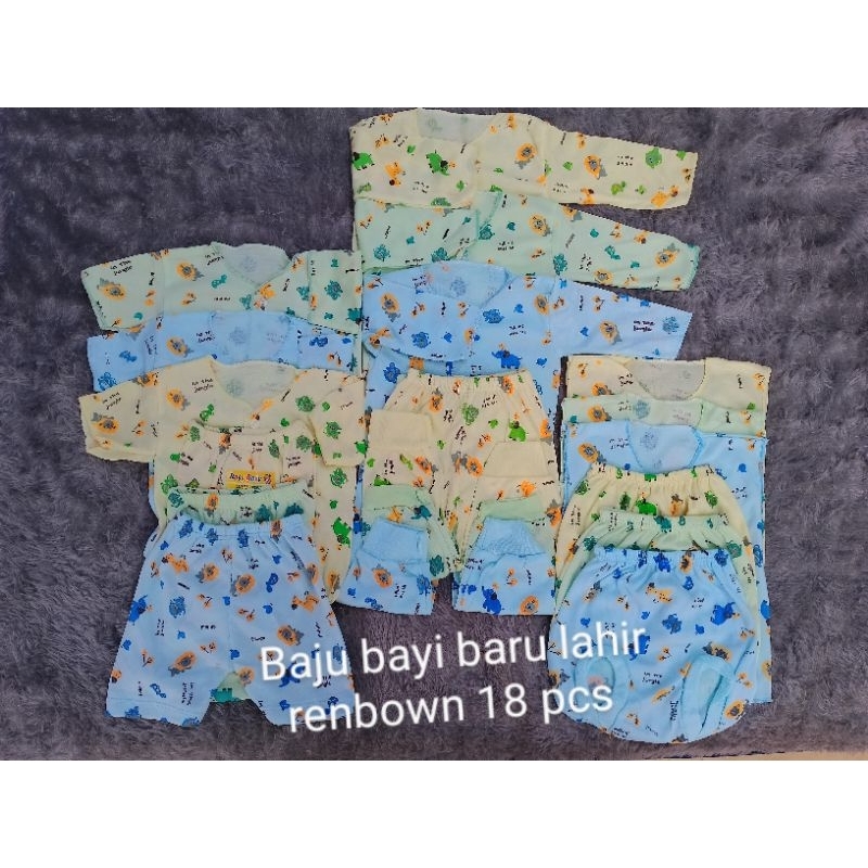 18 pcs baju bayi baru lahir renbown setelan baju bayi baru lahir renbown