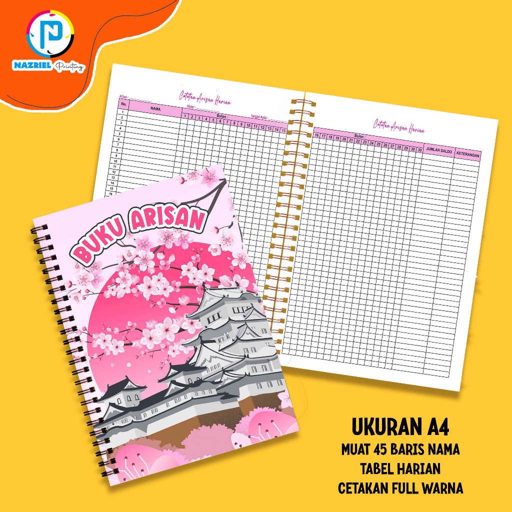 

(NON CUSTOM) POTRAIT Buku Rekap Arisan Tabel HARIAN Jilid Spiral Tabel Warna