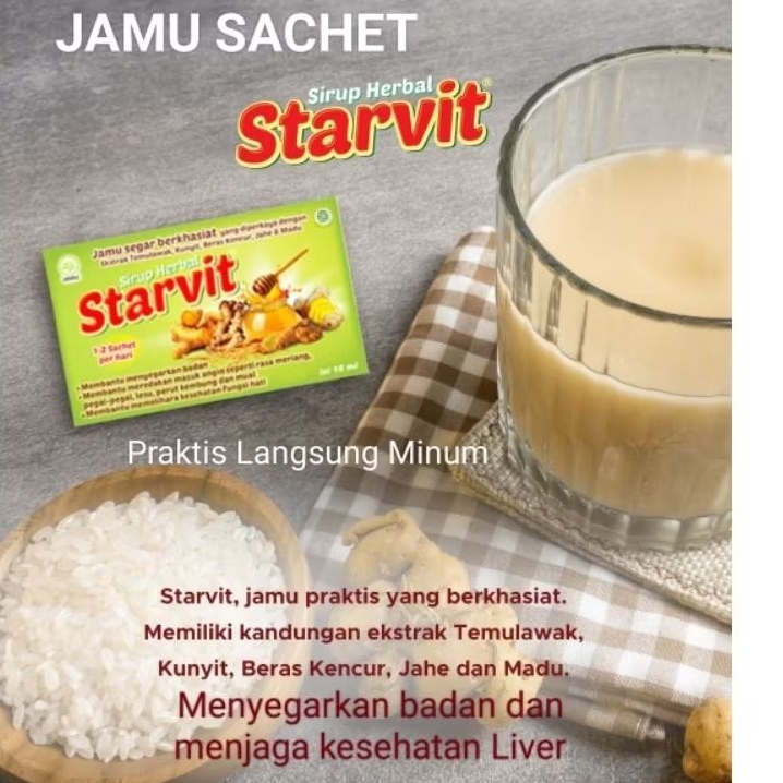 

Per Sachet STARVIT Beras Kencur Kunyit Kesehatan Badan Dan Liver