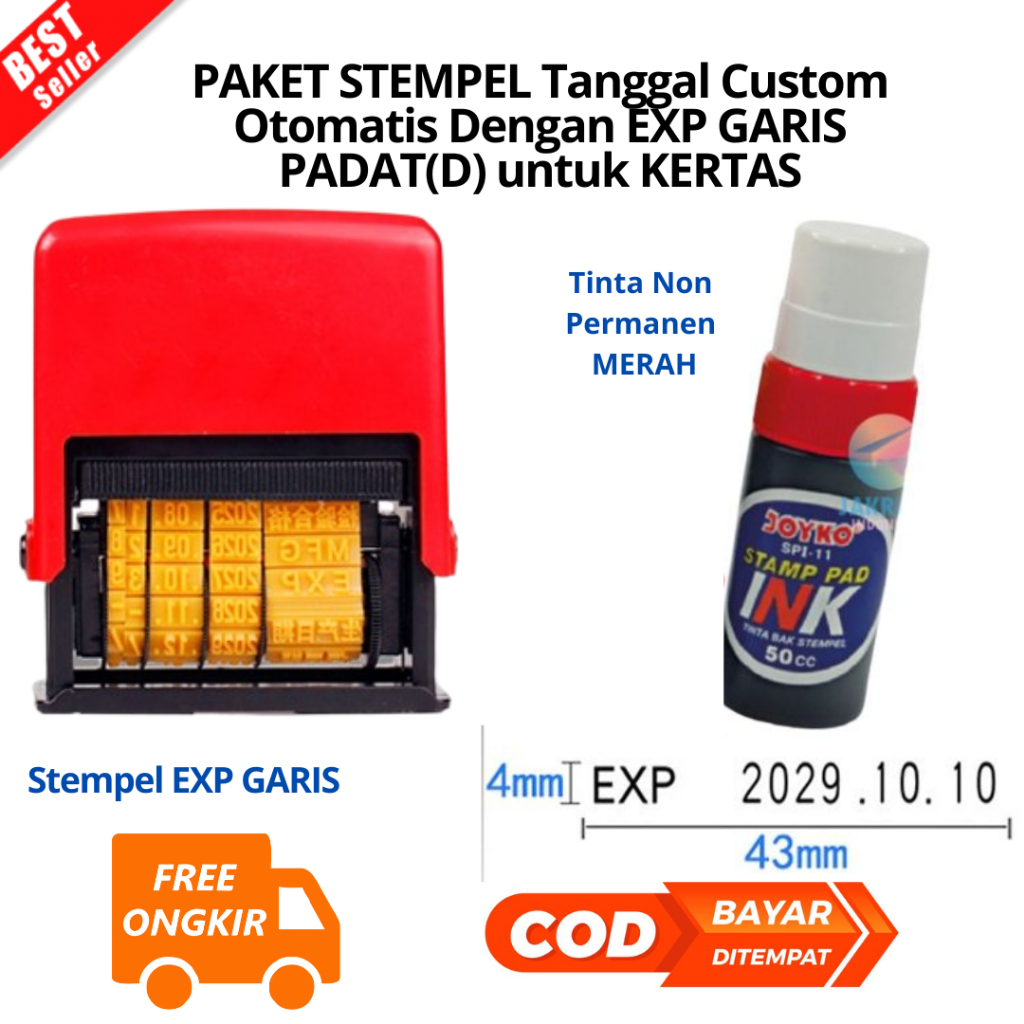 

[JIB] BAYAR DI TEMPAT Stempel Tanggal Otomatis Dengan EXP Stempel Tanggal Dengan EXP Dater Date Stamp GARIS PADAT & Tinta Refill Bak Stempel 50 cc JOYKO Stamp Pad Ink