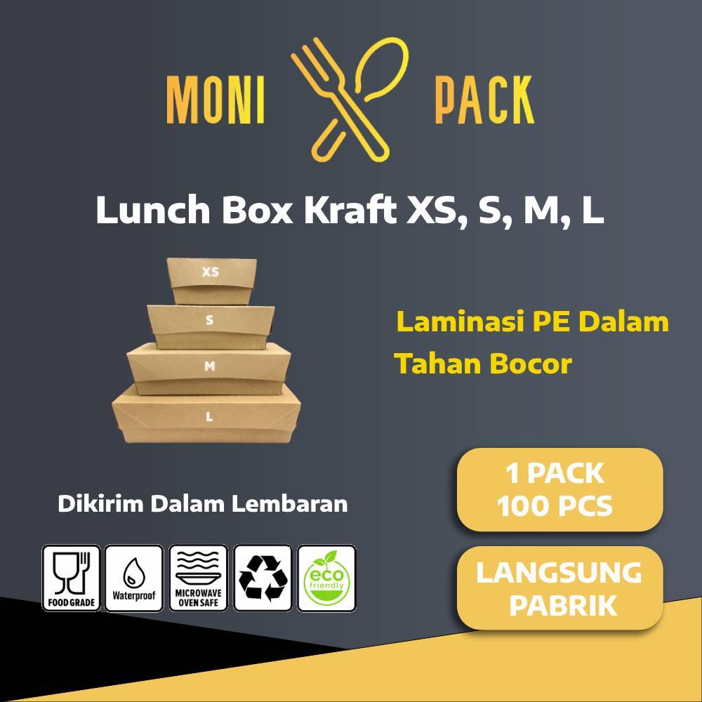 PAPER LUNCH BOX BAHAN KRAFT/LUNCH BOX PAPER COKLAT SIZE M , L , S GROSIR