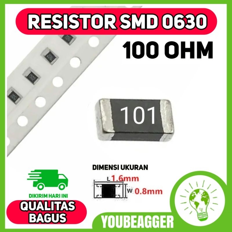 Resistor smd 100 ohm 101 tipe 0603