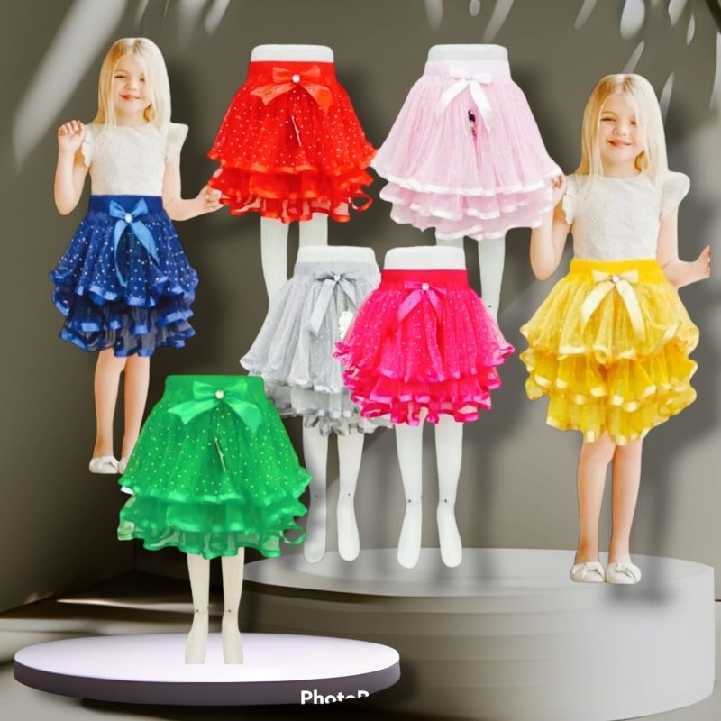 Rok tutu anak perempuan,model gliter,layer layer