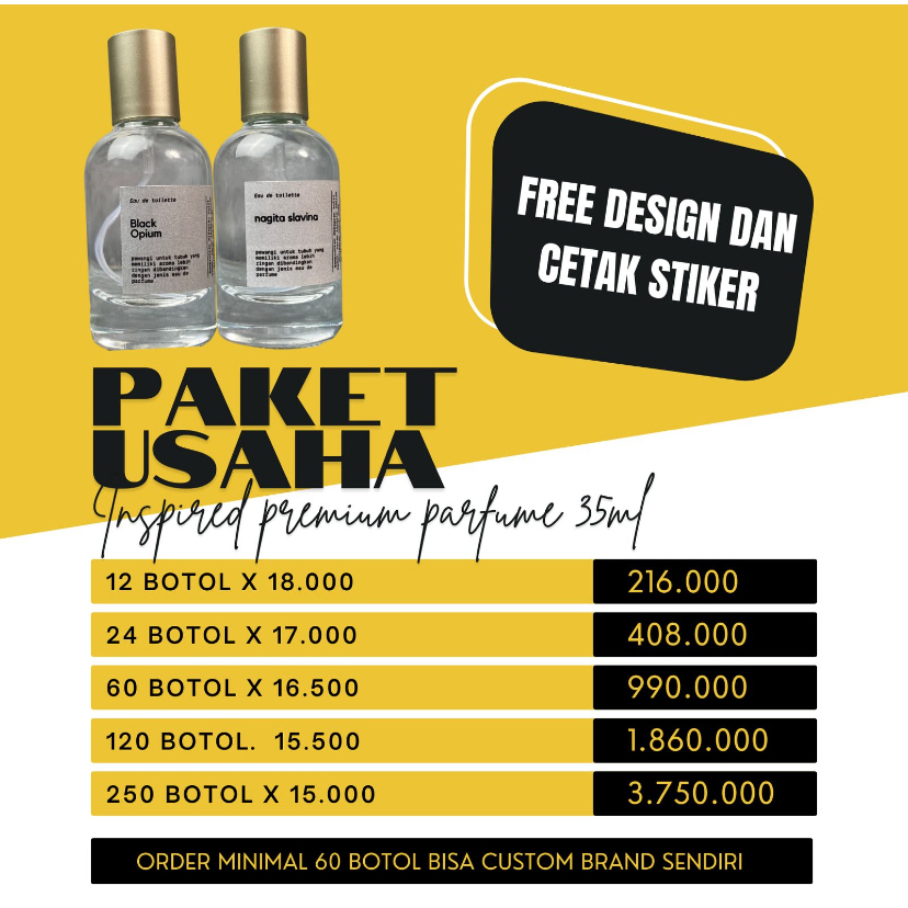 PAKET USAHA PARFUM LE LABO 35ml TERMURAH BISA CUSTOM BRAND