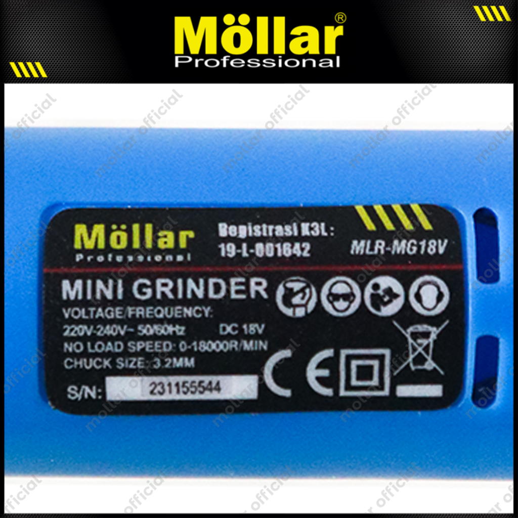 MOLLAR MG18V Mini Grinder Set 21 Pcs Bor Gerinda Tuner 18V Blister