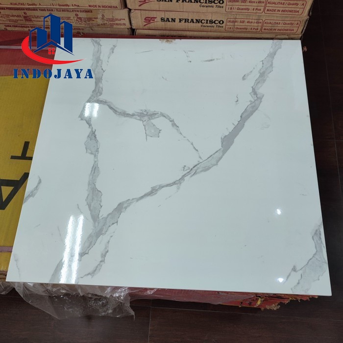 granit lantai 60x60 dinding teras putih motif marmer Glazed Polis