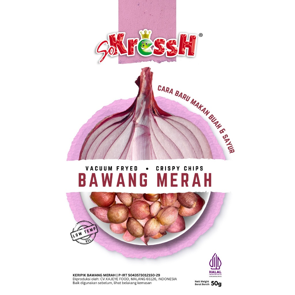 

Keripik Bawang Merah bulat utuh Sokressh 50gr