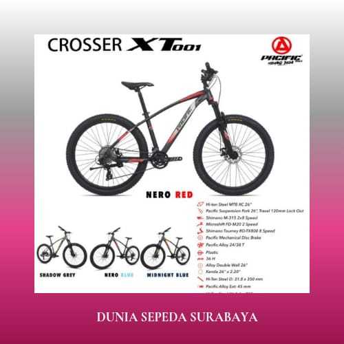 SEPEDA GUNUNG 27.5" INCH MTB PACIFIC CROSSER XT 001 SHIMANO 16 SPEED TERBAIK