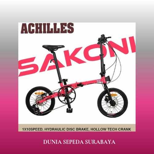 SEPEDA LIPAT SAKONI ACHILLES GREAT BRITAIN 16 INCH 10 SP HYDRAULIC ORI TERBAIK