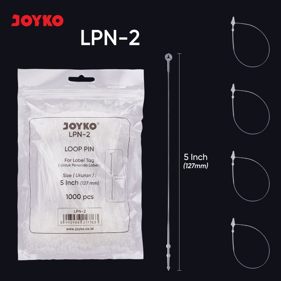 

1 PAK / 1000 pcs Loop Pin Joyko LPN-2 ( 5 Inch / 127 mm ) Penanda Label Tag Tali Hang