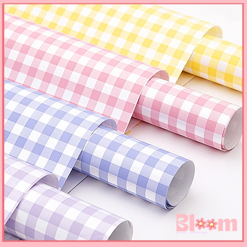 

20 Lembar Kertas buket Motif Gingham Flower Wrapping Paper Cellophane Kertas Buket Florist KB6012
