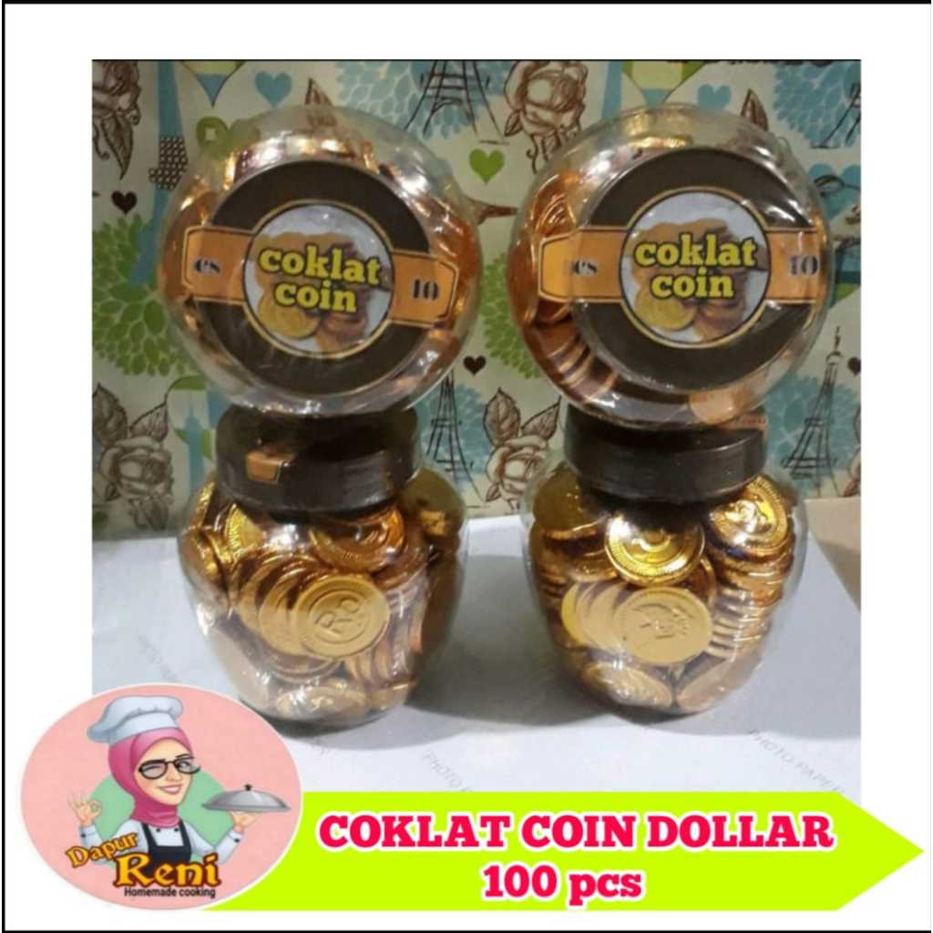 

Coklat coin dollar isi 100 pcs kemasan toples gentong