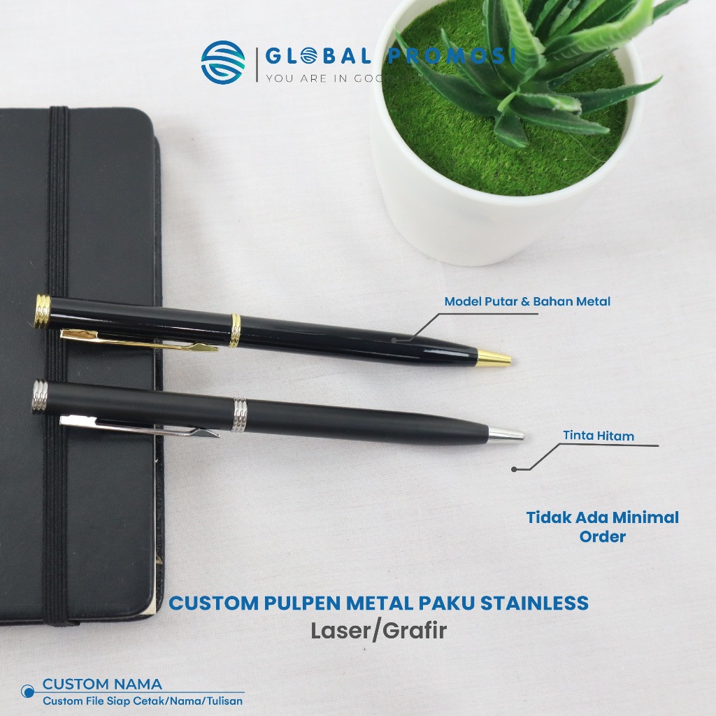 

Custom Nama Pulpen Metal Paku Stainless Steel Free Grafir Nama