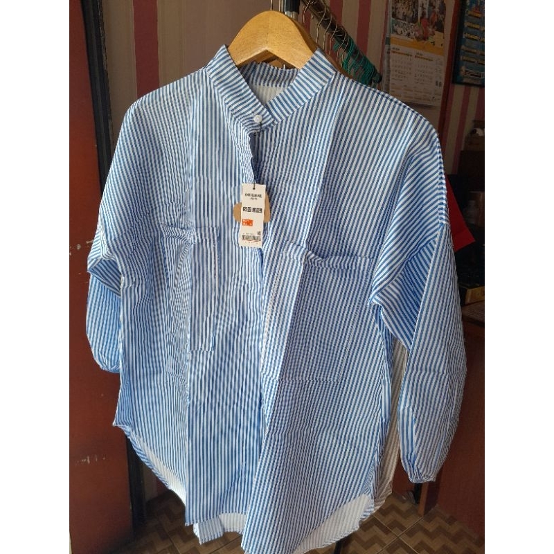 kemeja salur wanita oversize