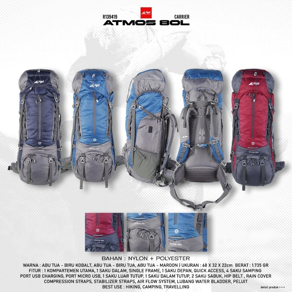 NEW TAS GUNUNG CARRIER AREI ATMOS 80L ATMOS 60 LITER CARRIER AREI TOBA 60L CARRIER AREI TOBA 80