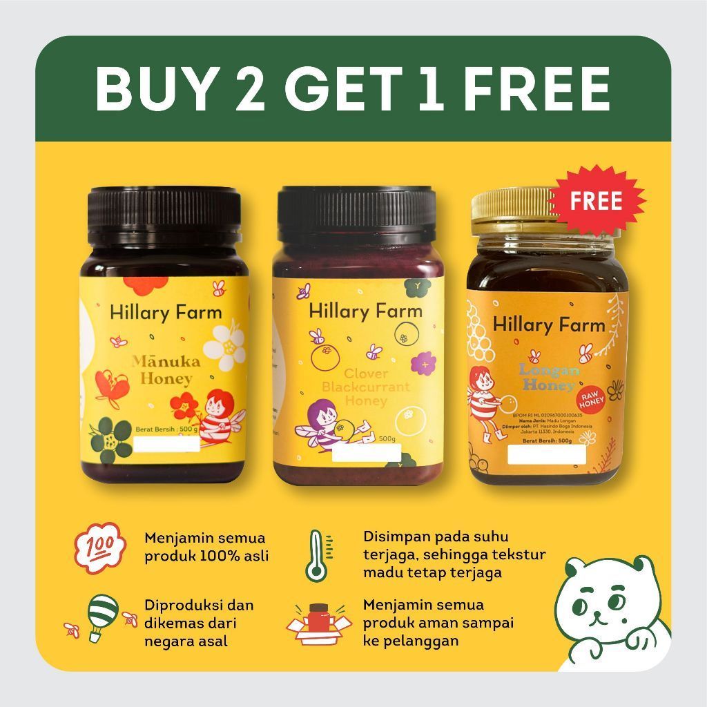 

Manuka Honey + Clover Blackcurrant Honey Free Madu