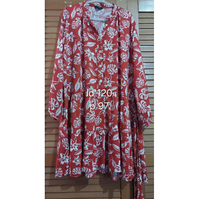 dress kemeja motif bunga2 ld besar