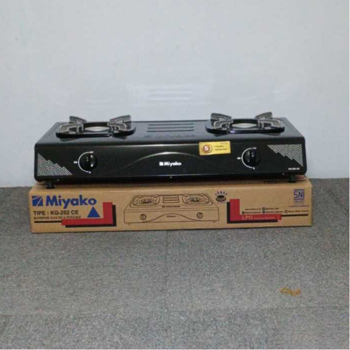 Miyako Kompor Gas 2  Tungku Teflon Hitam KG-202 CE / KG202CE / KG202 CE