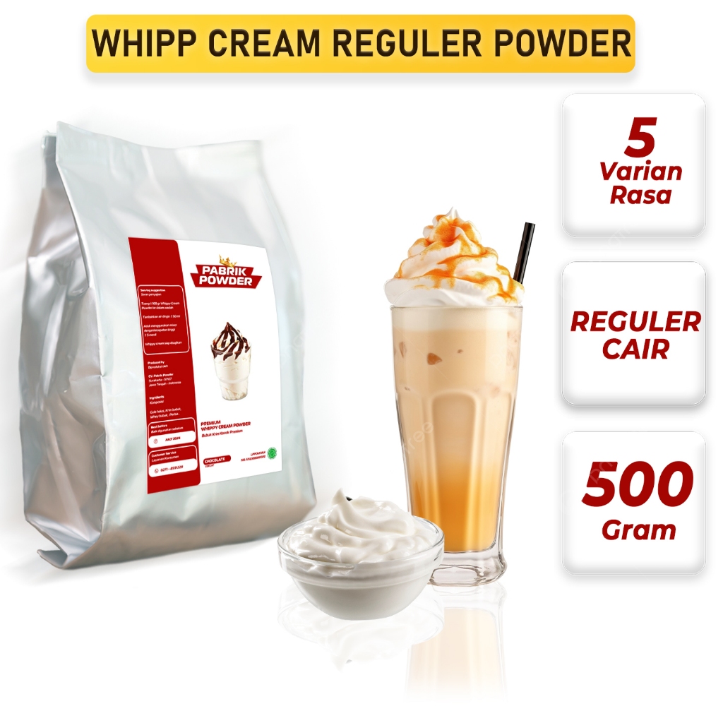 

Premium Whippy Cream Powder Reguler 500 gram, Bubuk Whip Krim