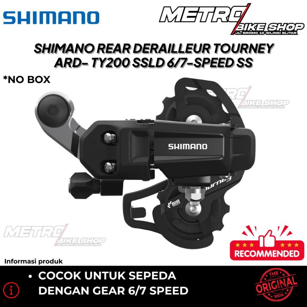 RD / REAR DERAILLEUR ORI SHIMANO TOURNEY TY200 ERDTY200SSLD 6/7-SPEED SS untuk MTB Sepeda Gunung