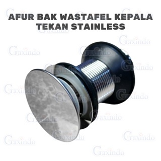 AFUR BAK WASTAFEL KEPALA TEKAN STAINLESS GAXINDO CHROME SARINGAN WASTAFEL KAMAR MANDI