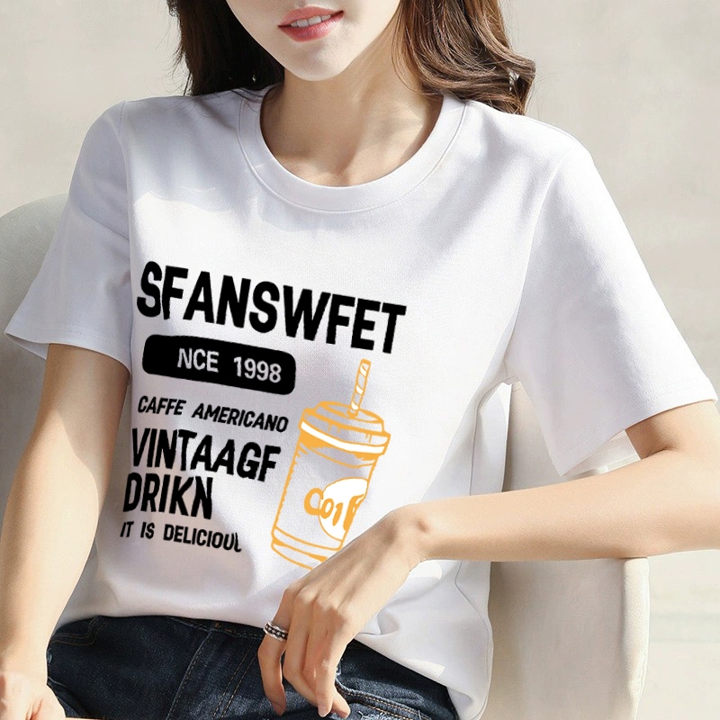 A cup of coffee kaos premium pakaian wanita / atasan Kapas Lengan pendek slimfit Nyaman dipakai