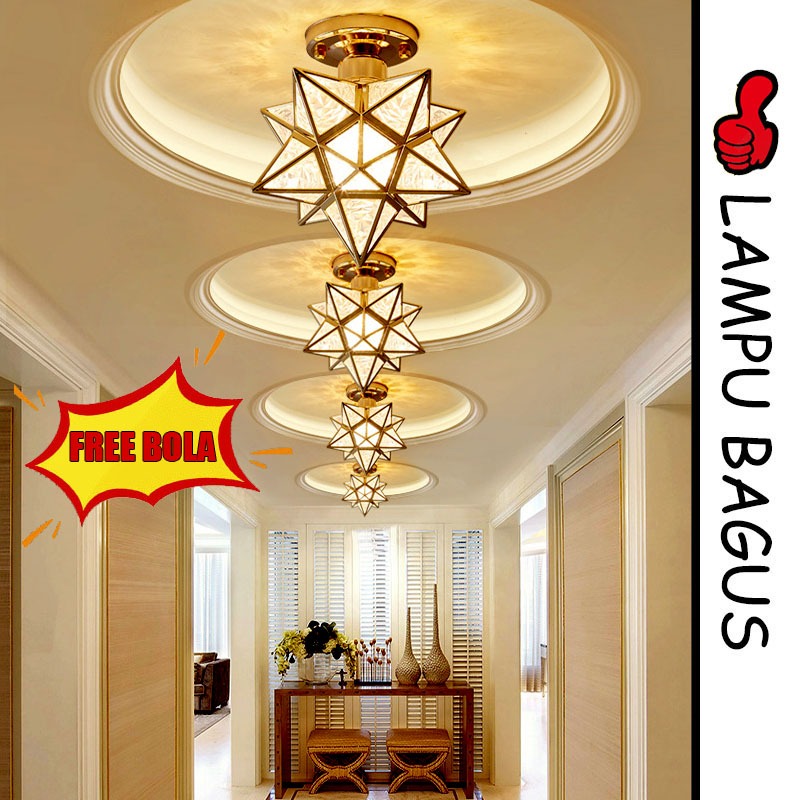 Lampu Plafon Gantung Kristal Minimalis Lampu kristal plafon rumah Lampu ceiling kristal kotak modern