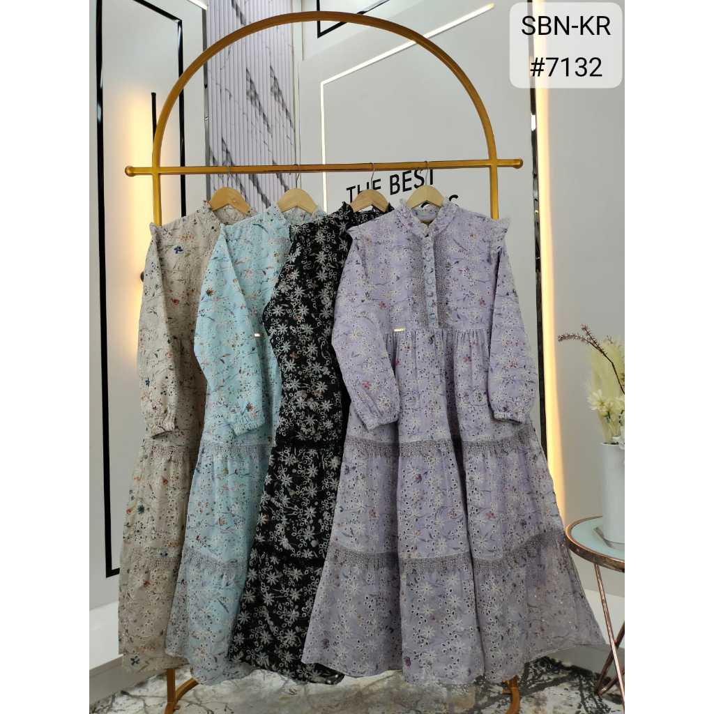 MIDI DRESS WANITA CASUAL PREMIUM BAHAN KATUN LENGAN PANJANG