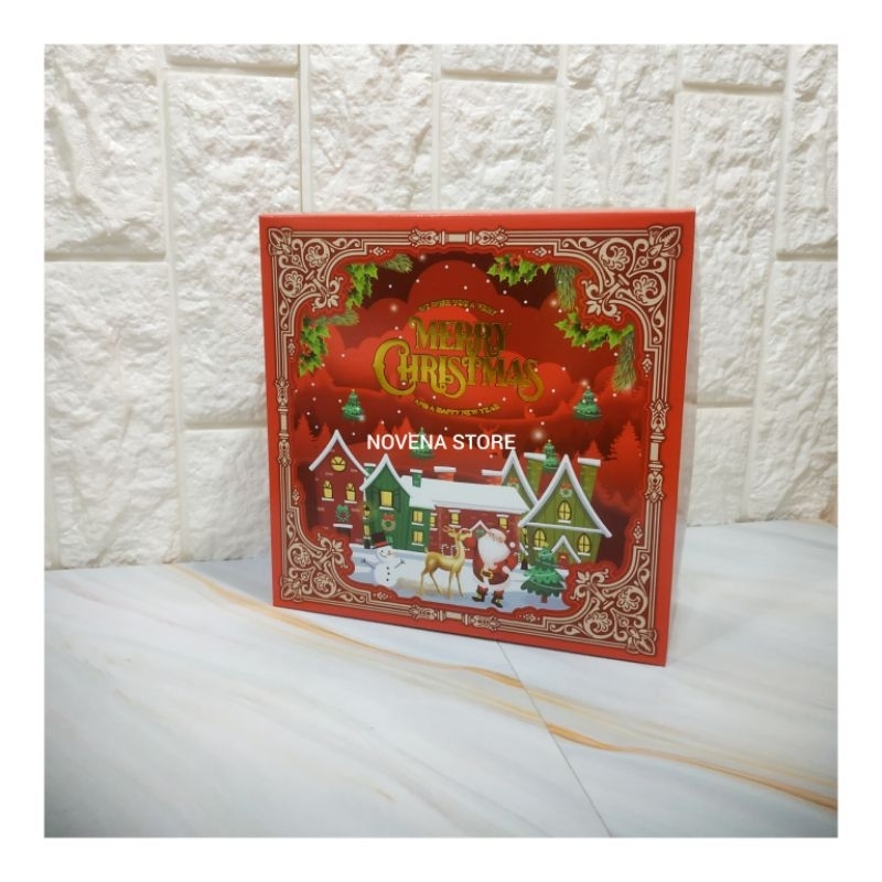 

BOX KOTAK DUS KUE NATAL MERRY CHRISTMAS 22X22X8CM-X'MAS2238