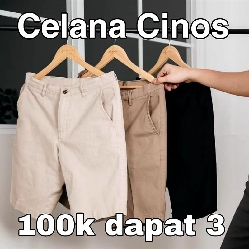 promo 3 pcs celana pendek cinos pria slimfit distro premium quality non stretch