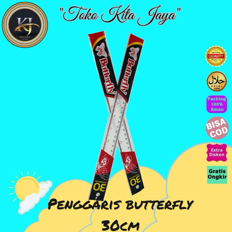 

Penggaris plastik butterfly 30cm ( 1 Pcs )