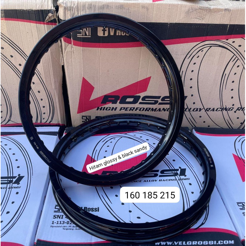 Velg Rossi hitam glossy hitam gilap 160 185 215 ring 18 - Velg Rossi Lingkaran Rossi 160 18 / 185 18