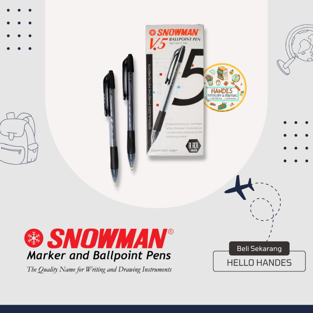 

Pulpen Snowman V5 Hitam 0.7 mm / Satuan