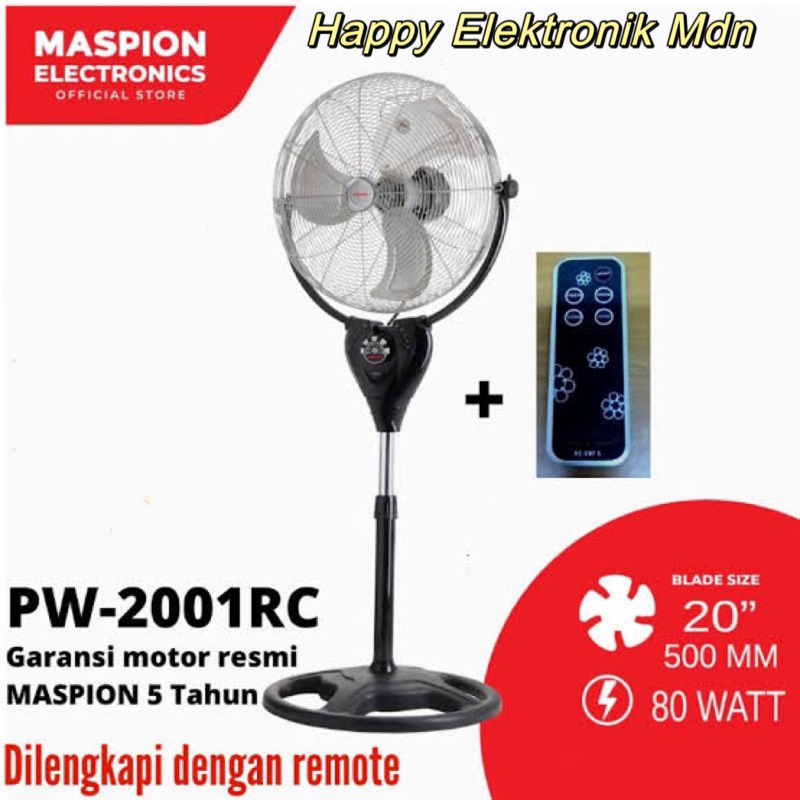 MASPION PW 2001 RC KIPAS ANGIN Remote Maspion standfan 20 inch Kipas berdiri Maspion 20 inch / Maspi