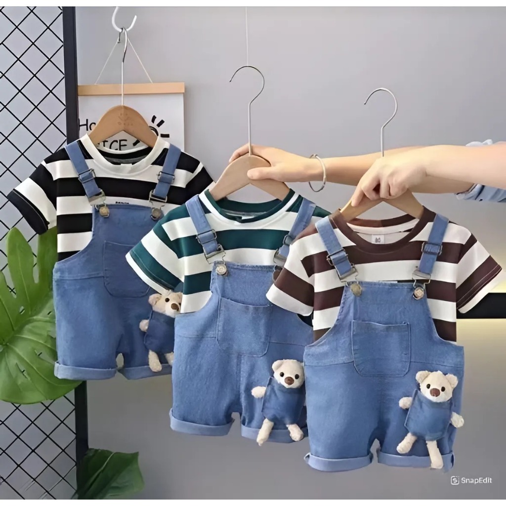 Overal Jeans Anak Laki Laki Usia 1-4 Tahun | Pakaian Trendy Import Premium Anak Cewek Model Kaos Kat