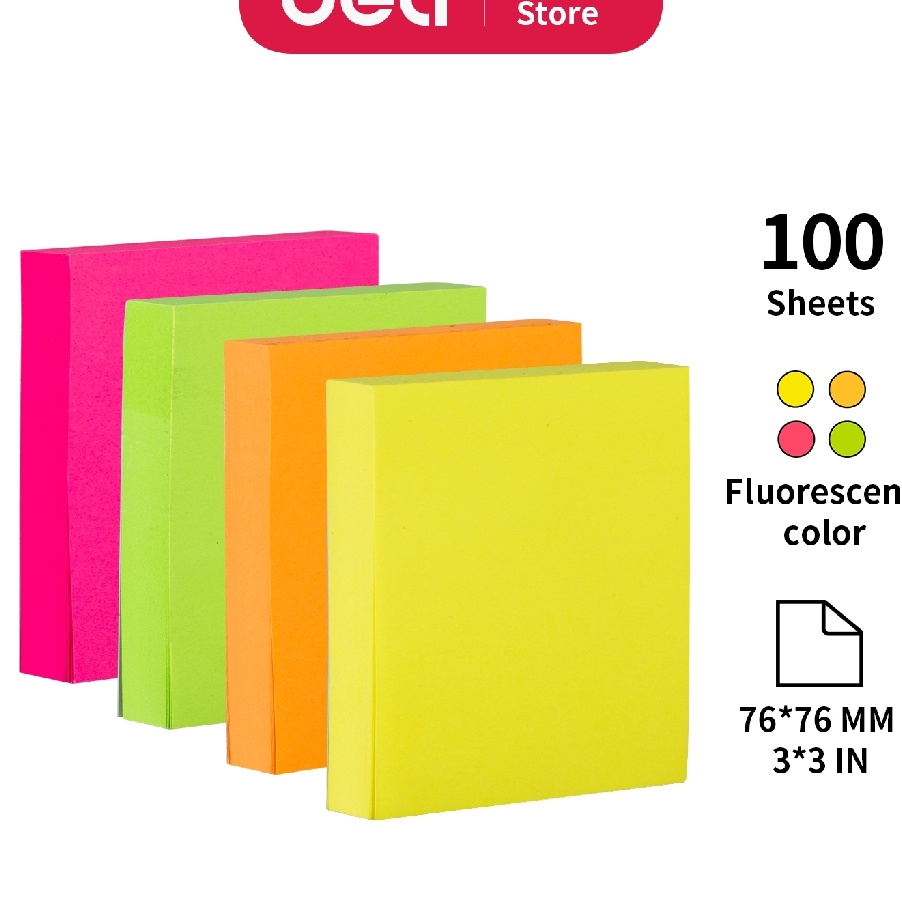 

PRODUK TERBARU Deli Memo tempel Sticky Notes 5sheetspad warna neon kertas tulis halus perekat kuat EA233