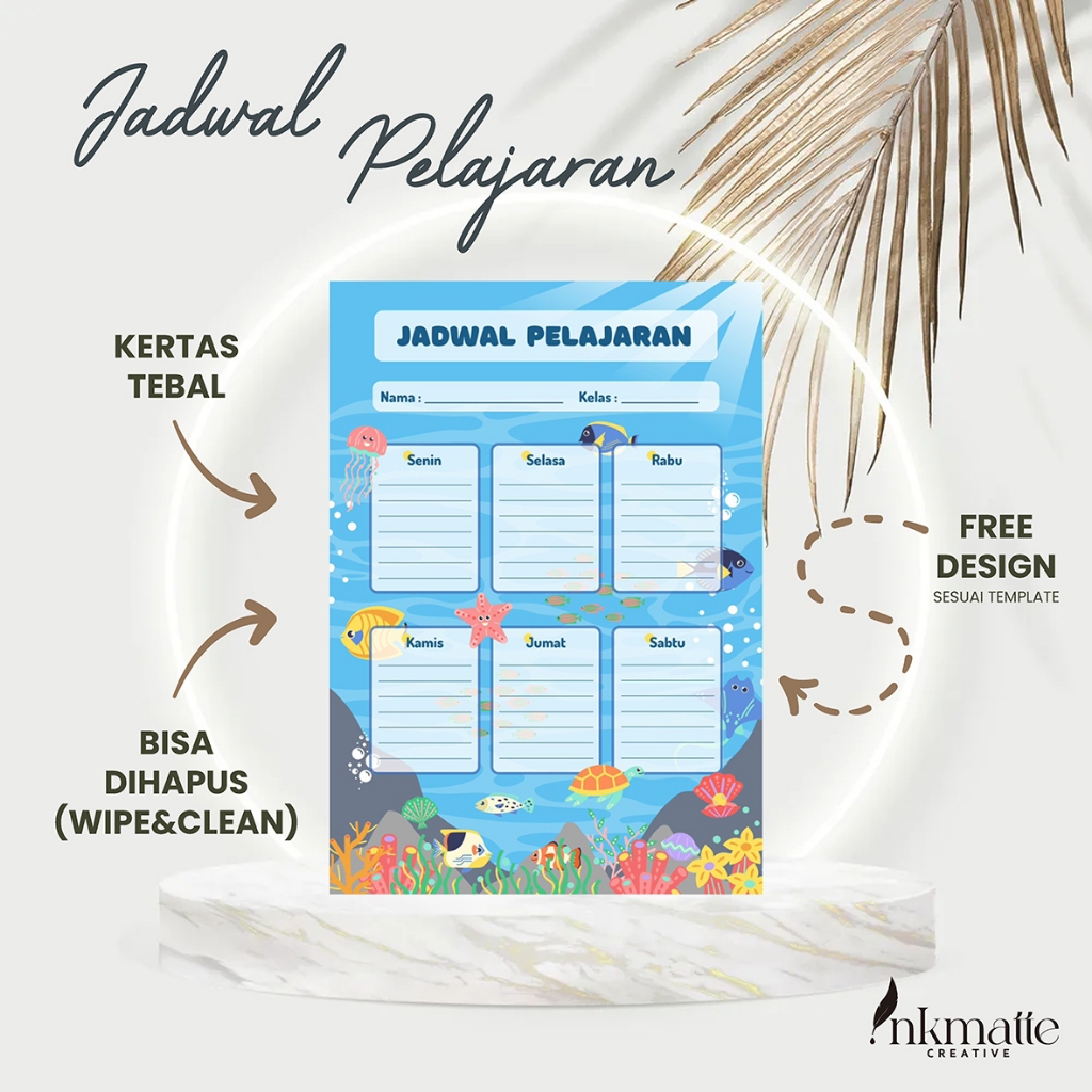 

JADWAL PELAJARAN / PERLENGKAPAN SEKOLAH / LESSON TIMETABLE / SCHEDULE / POSTER SEKOLAH / WIPE AND CLEAN / LAMINATING / ANTI AIR / BACK TO SCHOOL