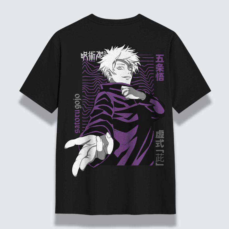 Kaos Pria Satoru Gojo Hitam Anime Cotton Combed 24s Premium Kain Halus Original