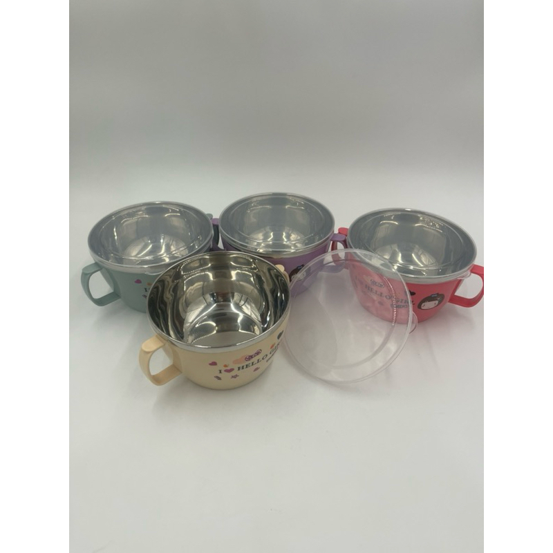 LB186 cangkir mangkok baby stainless plus tutup kedap udara 14CM