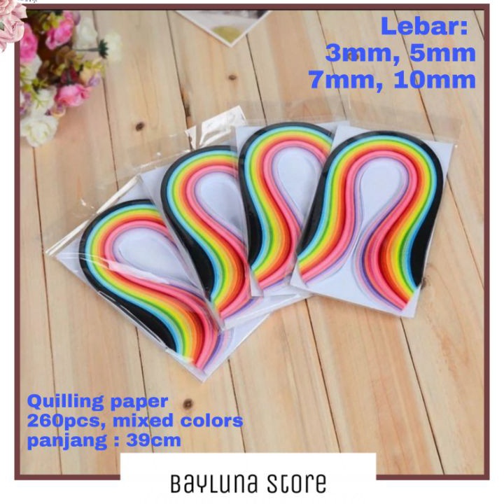 

DIJAMIN BARU Kertas Paper Quilling warna warni isi 26pcs panjang 39cm Varian 3mm 5mm 7mm 1mm