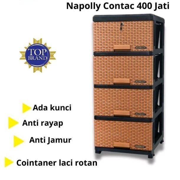 Napolly Contac 400 K1 Rak Laci Napolly 4 susun (Kunci + Roda) Lemari pakaian 4 Laci BATAM
