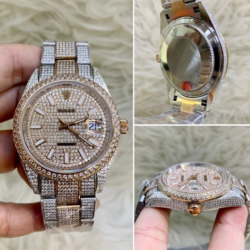 jam tangan Pria Rolex Diamond iced Out datejust 41