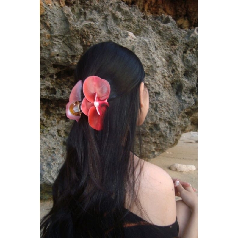 Jepitan Bunga Anggrek Orchid Hair Claw Clip Flower Hair Claw Clip