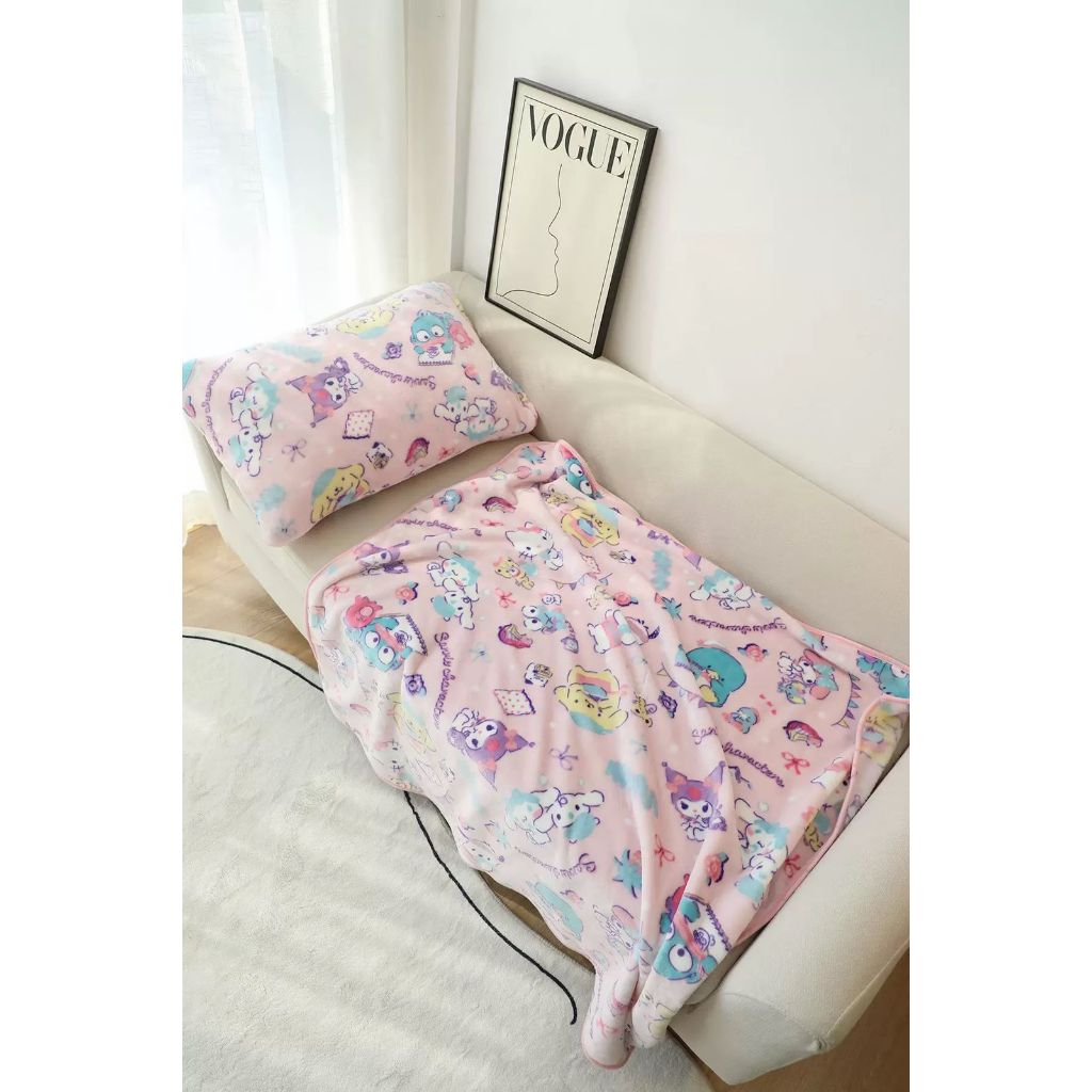 Selimut Hangyodon Pompompurin Kuromi Sarung Bantal Hangyodon Pompompurin Kuromi Selimut dan Sarung B