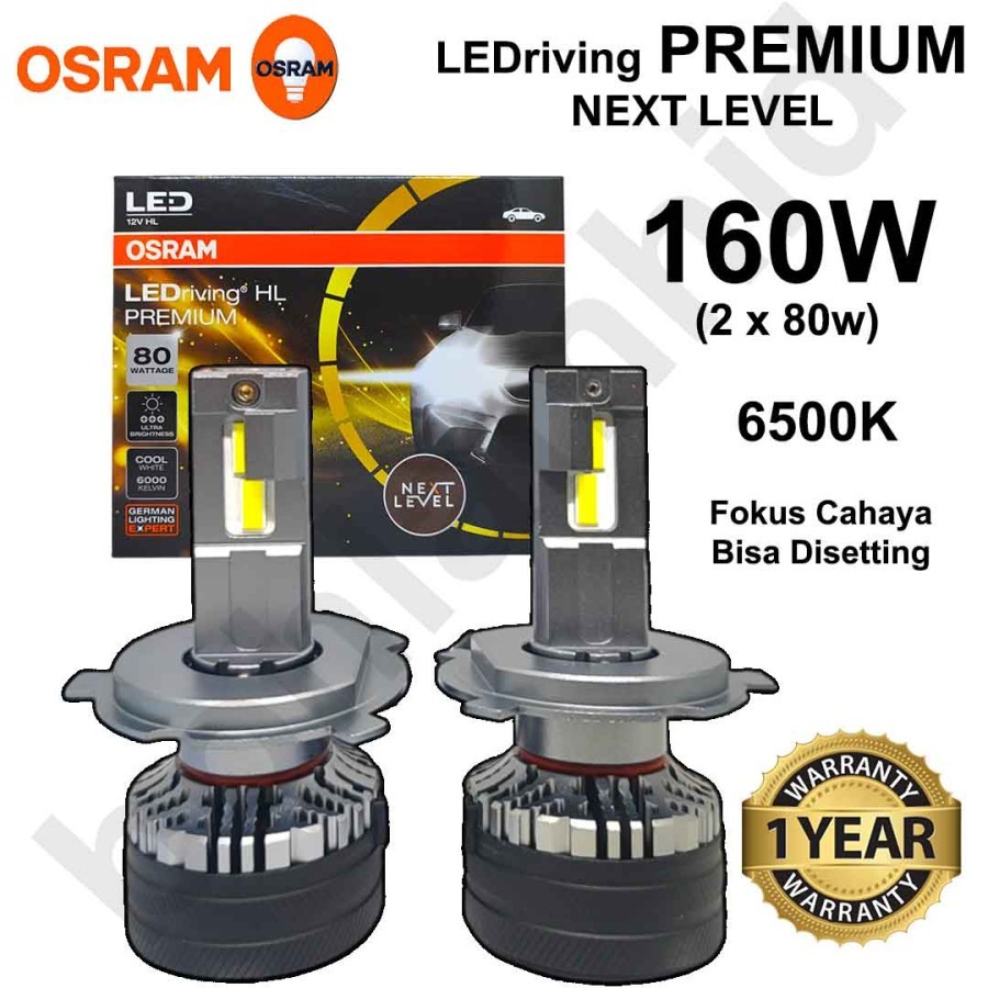 Lampu Mobil LED OSRAM LEDriving 80W Premium H4 Hi/Lo Bohlam (putih)