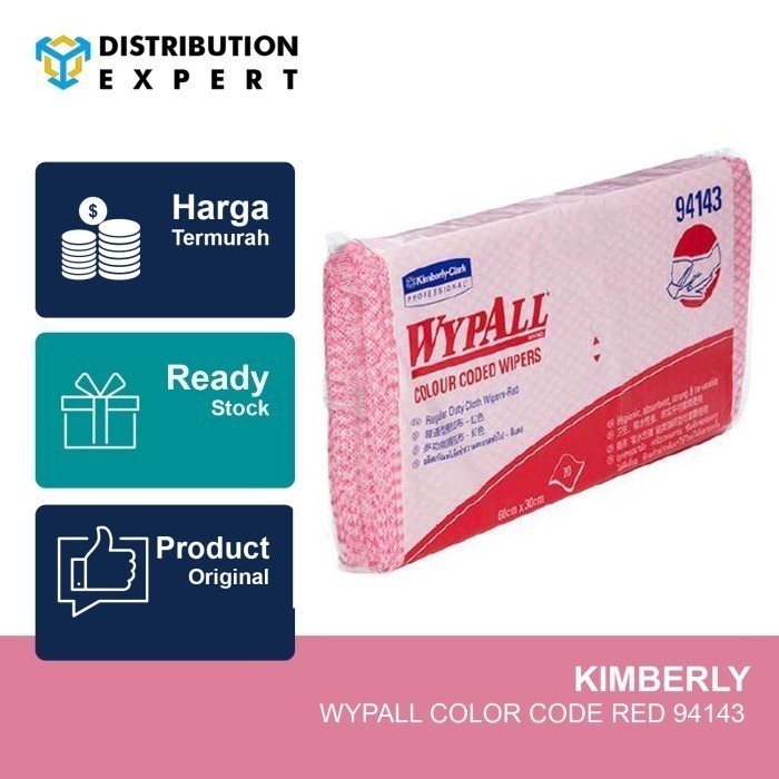 Lap Berwarna Color Code Kimberly Wypall Wipers Merah - PACK