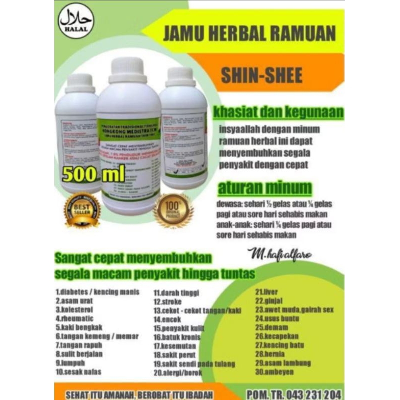 

JAMU TRADISIONAL ASLI RAMUAN HONGKONG SHIN SHEE ISI 500ML